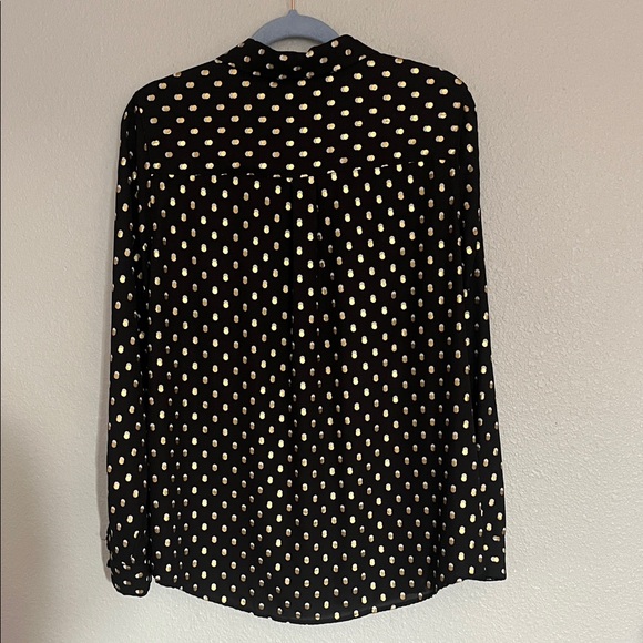 Who What Wear Black Shirt with Gold Dots - Picture 5 of 6